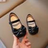 Children's Bow Black Leather Shoes Spring and Autumn New Girls Soft Sole Baby Casual Shoes for Princess Kids Cute School Shoes