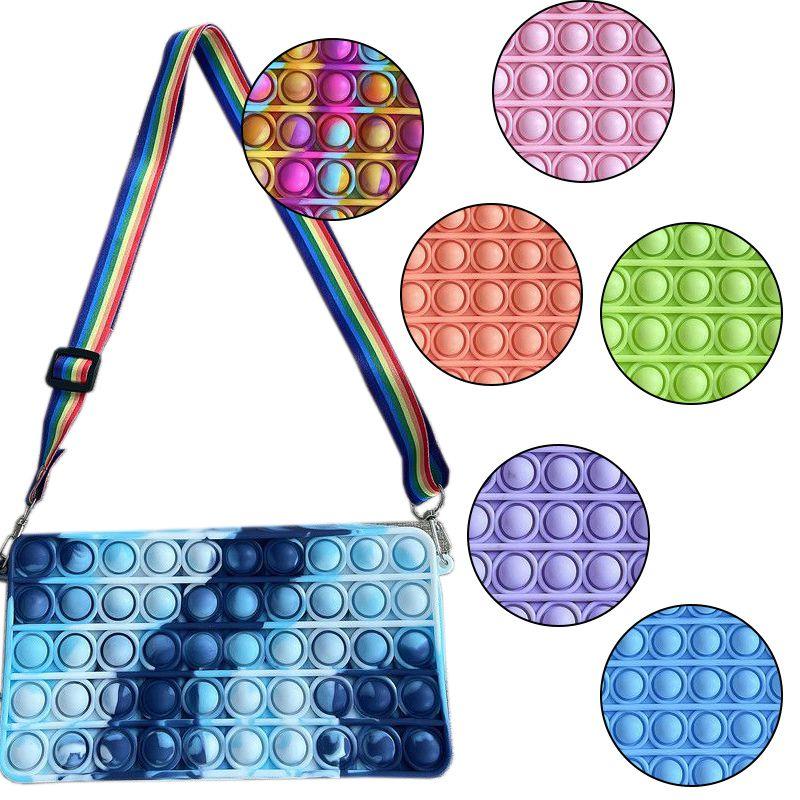 Soft Silicone Pop It Shoulder Bag With Decompression Toys For Stress Reduction