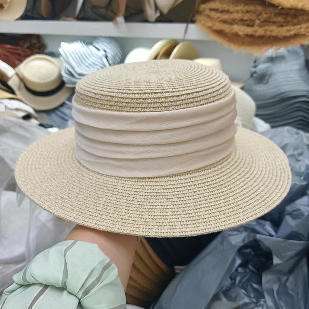 Women's Summer Vintage Top Hat Temperament, Socialite Beach Vacation Style, Simple Flat Top Sun Hat