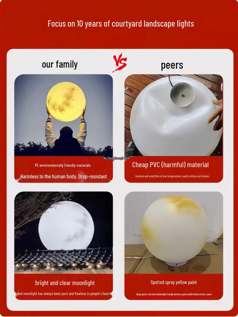 Водонепроницаемый лунный светильник на солнечной батарее для украшения сада, газона и двора