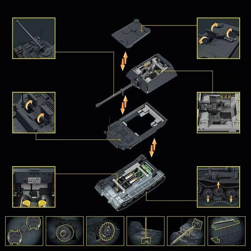Модельmoc Creative Assembly Тяжелый Танк-Истребитель Строительные Блоки Боевой Солдат Кирпичи Игрушки Подарок Мальчику