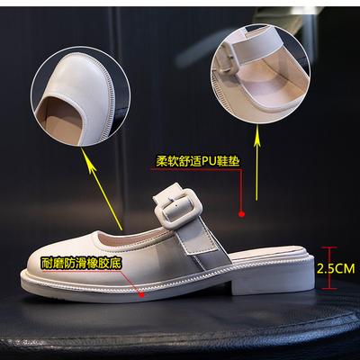 Кожаные полубосоножки женские лето 2025 новая верхняя одежда модные повседневные женские туфли сказочный стиль туфли с закрытым носком