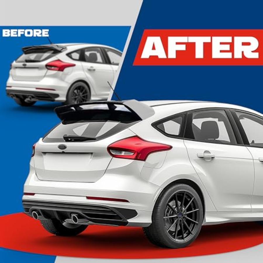 Задний спойлер на крышу, совместимый с моделями Ford Focus Hatchback 2012-2018 гг., задний дефлектор на стекло, пластик, окрашенный в серый и черный цвета, для улучшения аэродинамики