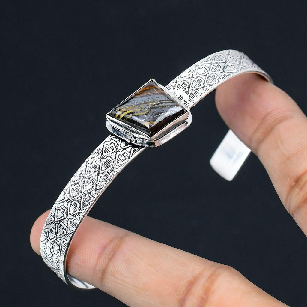 Mothers day Deal Iron Tiger Eye Stone 925 Silver Handcrafted Daughter New Bangle