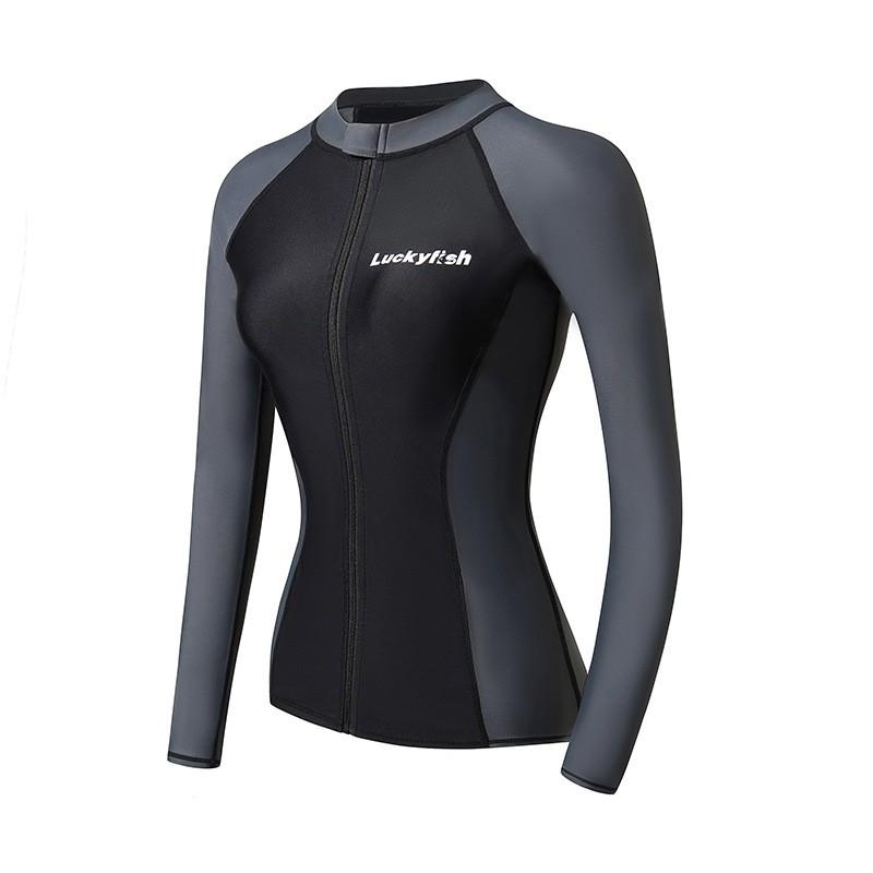 Diving Wetsuit Top Women Long Sleeve UV Protection Quick Dry Slim Fit Surf Swimsuit