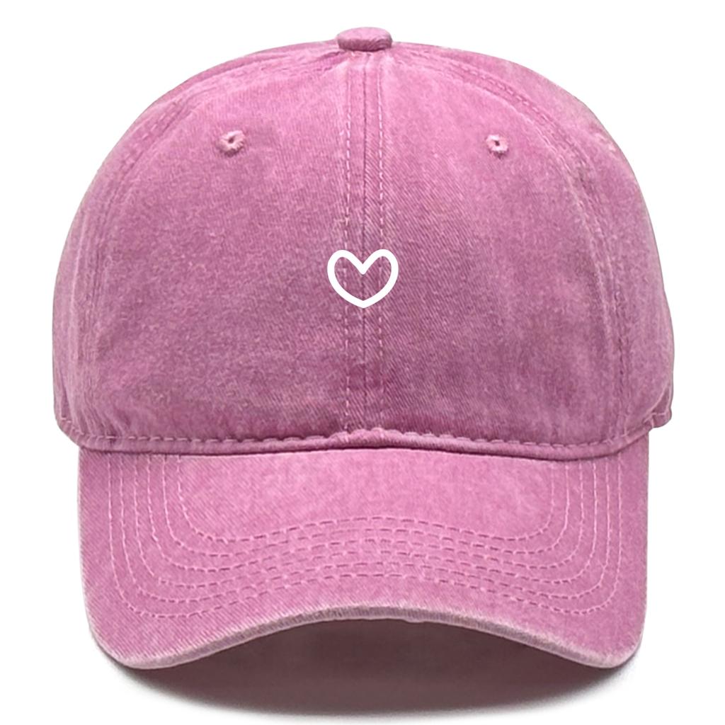 Little Heart Print Snapback Sun Hat Washed Retro Man Cap Adjustable Baseball Cap Perfect For Daily Wear One Size Fits All