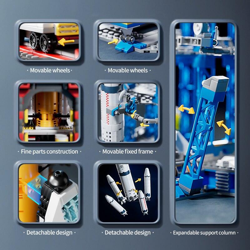ToylinX Центр запуска Лунный посадочный модуль Модель Строительные блоки Космический корабль Космопорт Фигурка Шаттл Ракета Кирпичики Конструкторы