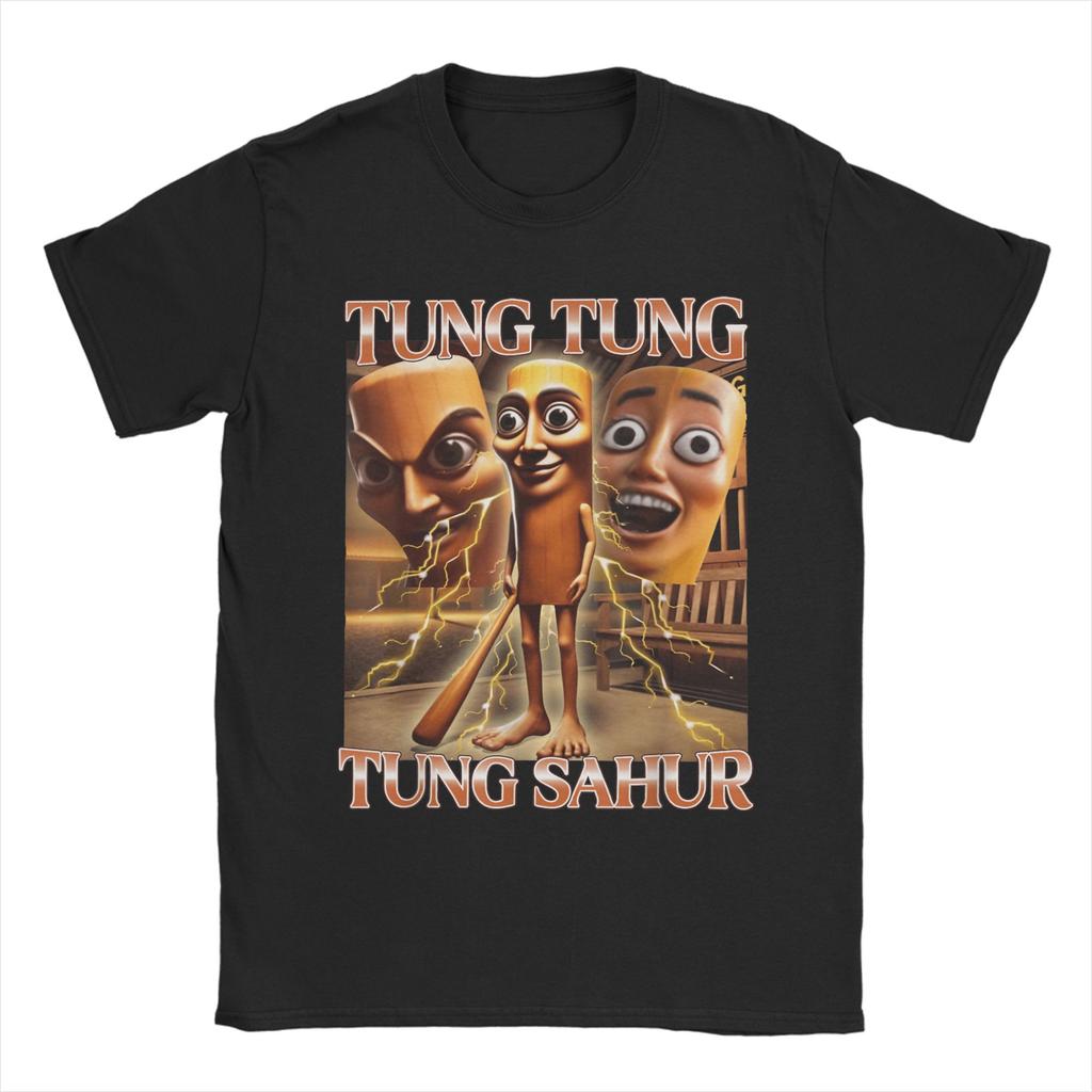 Футболка мужская Tung Tung Tung Sahur Новинка Короткий рукав Круглый вырез Хлопок Летняя одежда