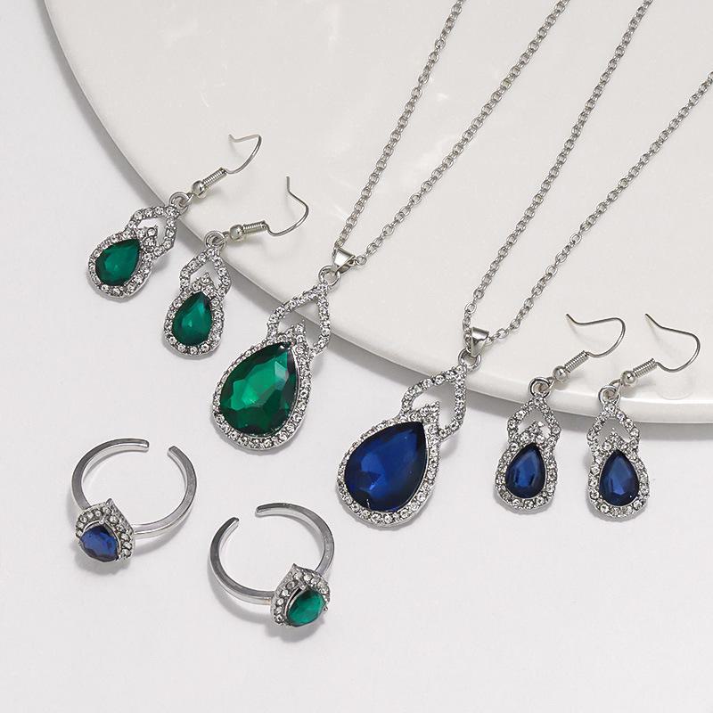 Элегантный комплект из ожерелья, сережек и кольца из циркония – роскошный дизайн в виде тыквы класса люкс