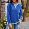 Women's Autumn and Winter Loose Casual Long Sleeve Colour-Crossing Plus Size Sweatshirt