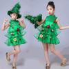 Fancy Christmas Tree Dress Green Elf Costume New Princess Skirt  Girls