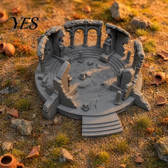 Greek Ruins Desktop Decor Ancient Altar Statue, Micro Landscape Miniature Model, Detailed Sculpture 3D Printed Architecture Ornament for Home