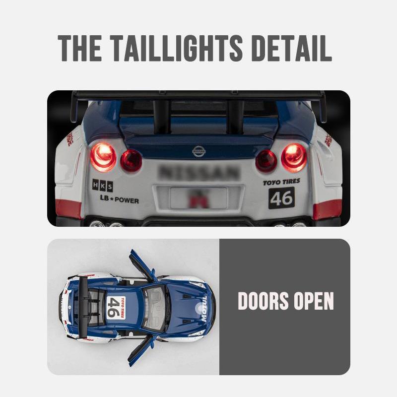 Масштаб 1/22 GTR Racing, литая под давлением модель автомобиля, игрушечный автомобиль с откатным механизмом, звуком и светом для детей, коллекция подарков для мальчиков и девочек
