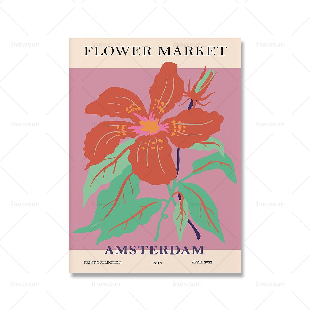 Постер выставки принтов «Цветочный рынок» Матисс Яёи Кусама Абстрактное настенное искусство Холст Живопись Скандинавский декор для гостиной Картины