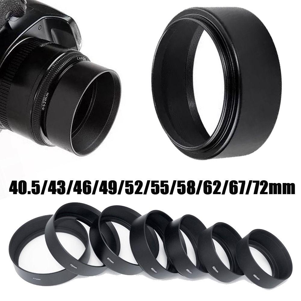 Metal Screwed Lens Hood Black Protective Shield for Canon/Nikon 40.5/43/46/49/52/55/58/62/67/72mm