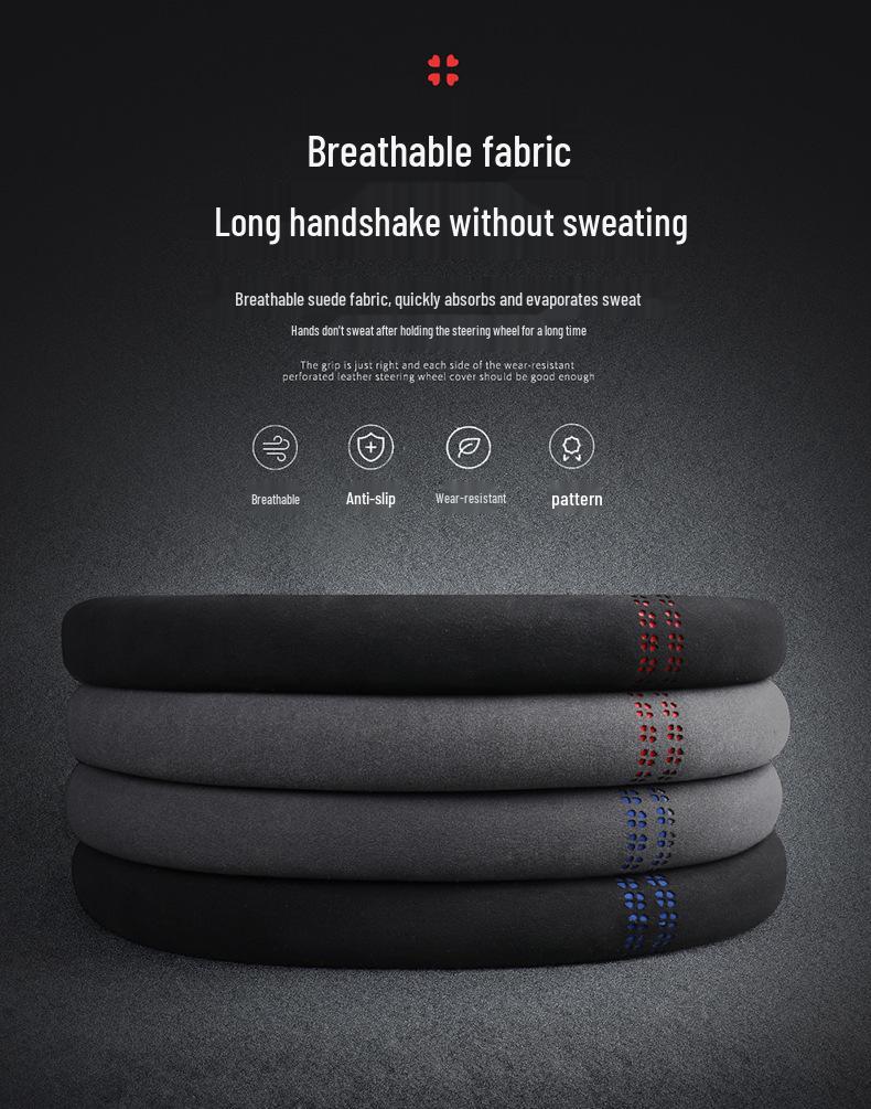 Universal Non-Slip Sweat-Absorbing Breathable Steering Wheel Cover for All Seasons, Men & Women