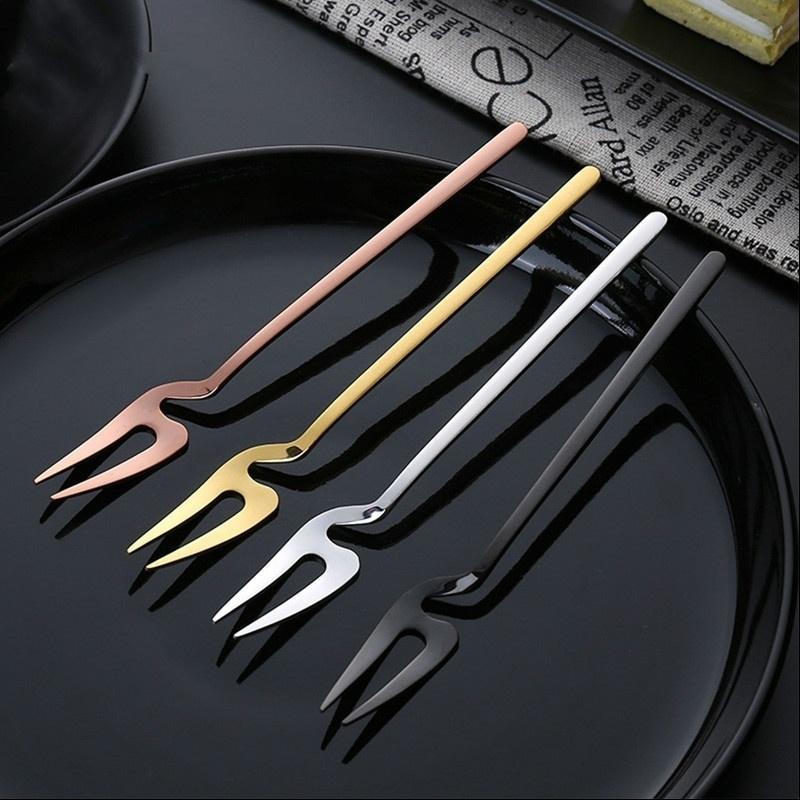 Stainless Steel Fruit Forks Pickle Forks Cocktail Salad Dessert Cake Forks Tableware for Banquet Party Seafood Dinner