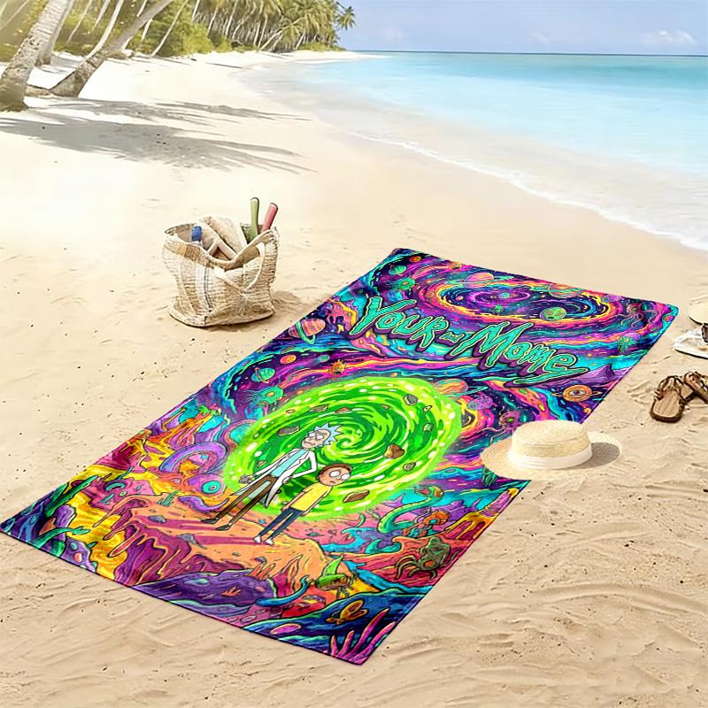 Name Custom Morty rick Print Beach Towel, Large Soft Quick Dry Towel for Beach Camping Swimming