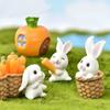 7Pcs/set DIY Fairy Garden Decoration Resin Crafts Cute Animal Rabbit Miniatures Mini Figures Moss Terrarium Micro Landscape