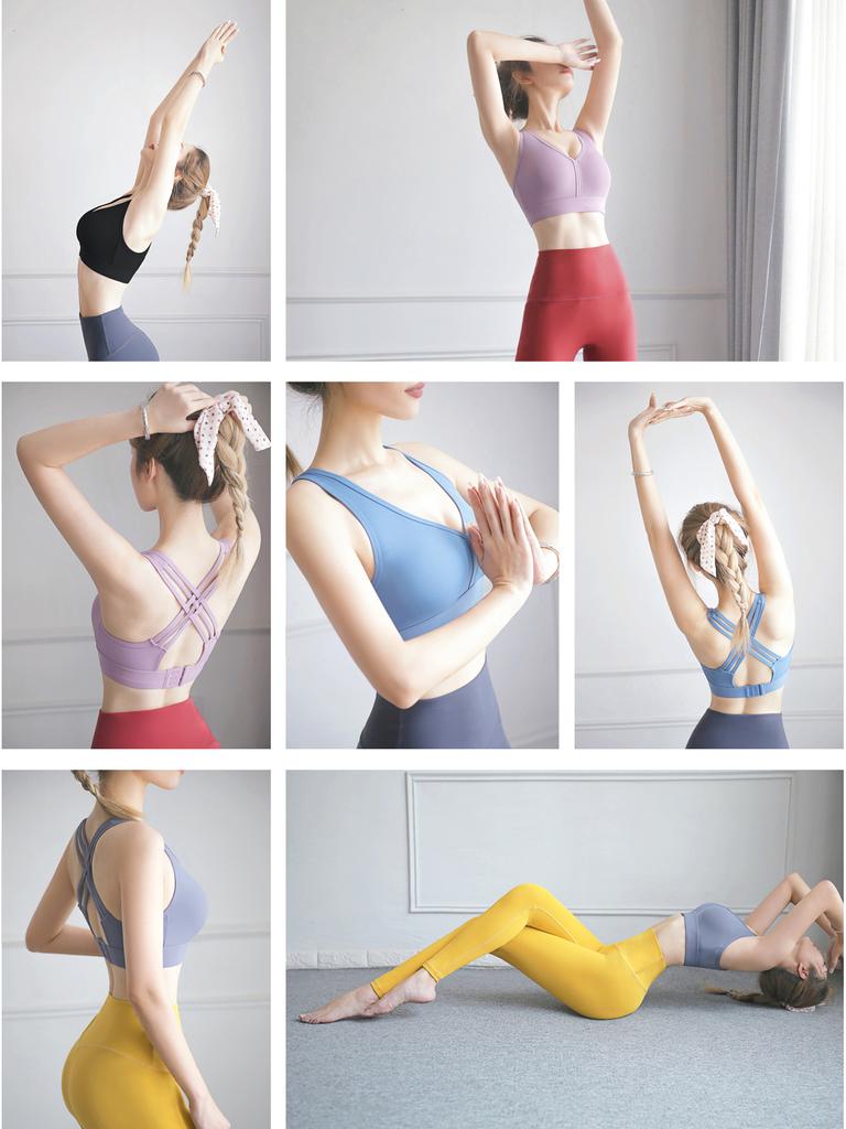 Женский бюстгальтер для йоги спортивный ребристый V-образный вырез для тренировок для бега без косточек повседневный жилет