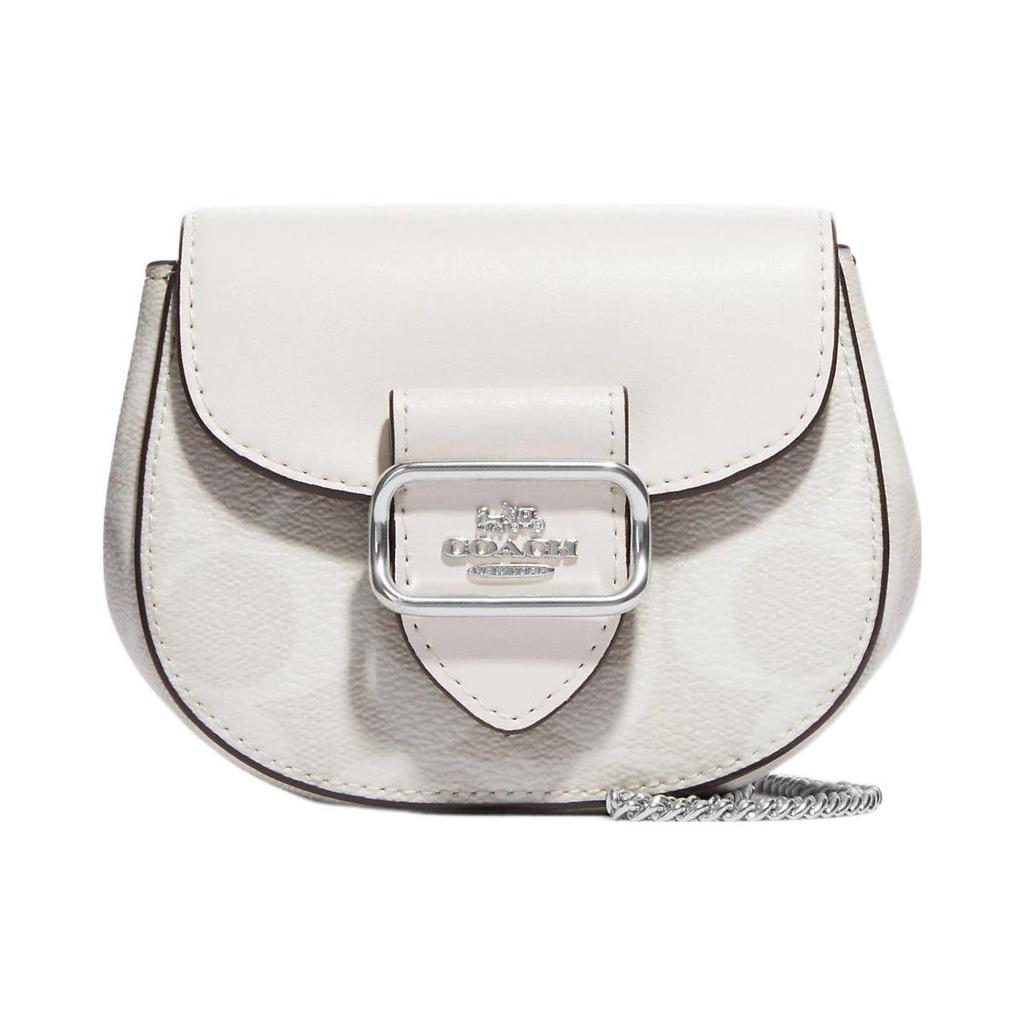 New COACH Morgan Canvas With Leather Saddle Bag, Crossbody Bag, Shoulder Bag Women's White CK439-SVVS5