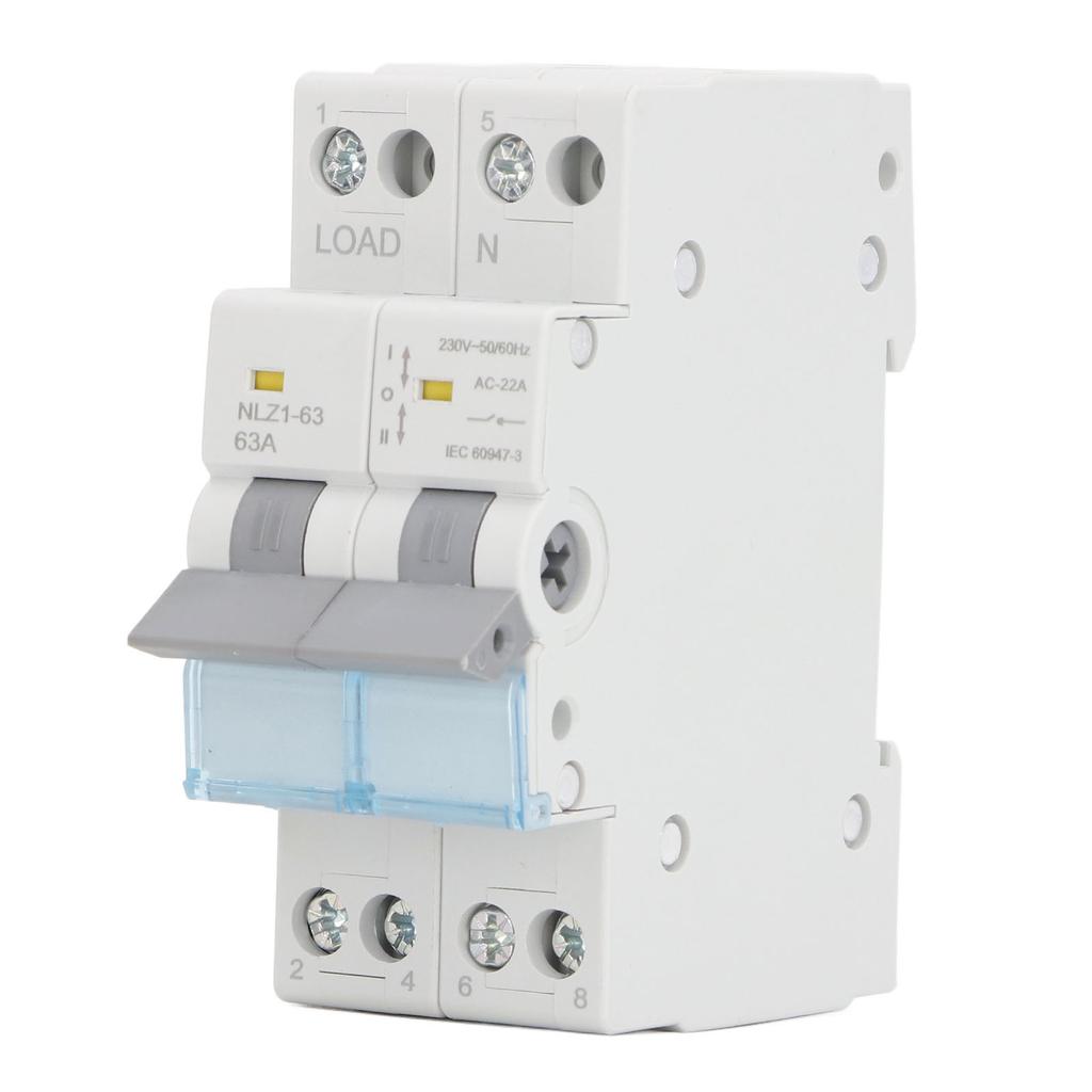230 В переменного тока 63 А Ручной переключатель двойного питания Монтаж на DIN-рейку 35 мм Цепь блокировки одной стороны