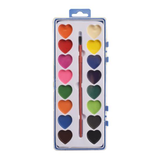 Valentine's Day Watercolor Paint Colors Heart-Shaped Paintbrush Washable Watercolor Paints with Set 16 Paints for Parties