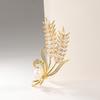 Elegant Wheat Stem Brooch Women Gold Plated Pearl Zircon Accessory Fashion Office Wear Pin
