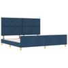 Blue Upholstered Bed Frame with Headboard 200 x 200 cm Fabric
