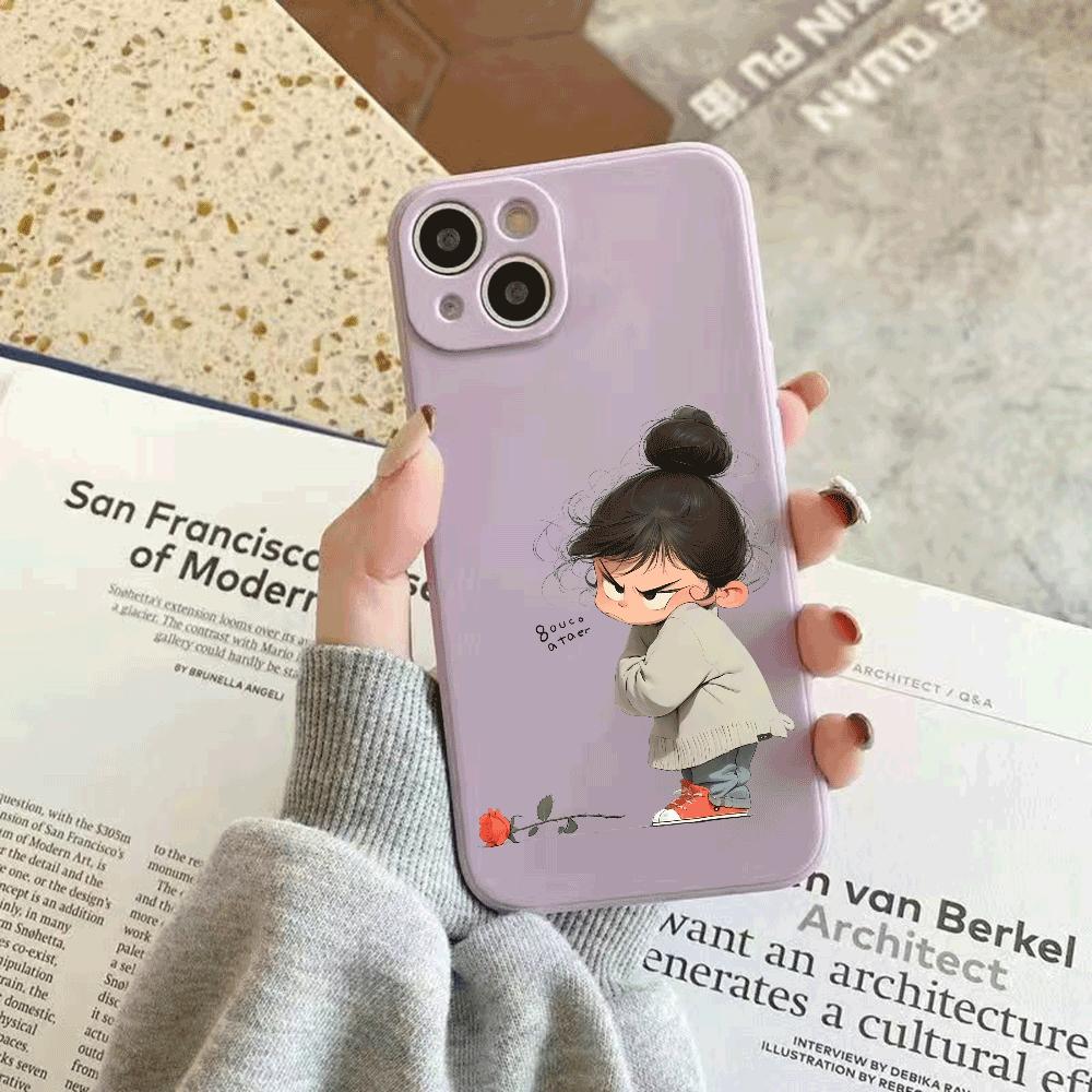 Силиконовый чехол для телефона 'Сердитая девочка' для IPhone 14 15 16 Plus для IPhone 13 14 15 12 11 16 Pro Max 12 Mini XS Max Защитный чехол из ТПУ