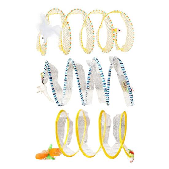 Игрушка туннель для кошек Спиральная игрушка для котят Складная конструкция Легко устанавливается Интерактивный спиральный туннель для кошек с игрушкой-пером