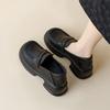 2025 лето новые черные лоферы на платформе и толстом каблуке, увеличивающие рост, маленькие кожаные туфли, женские лоферы, женское лето