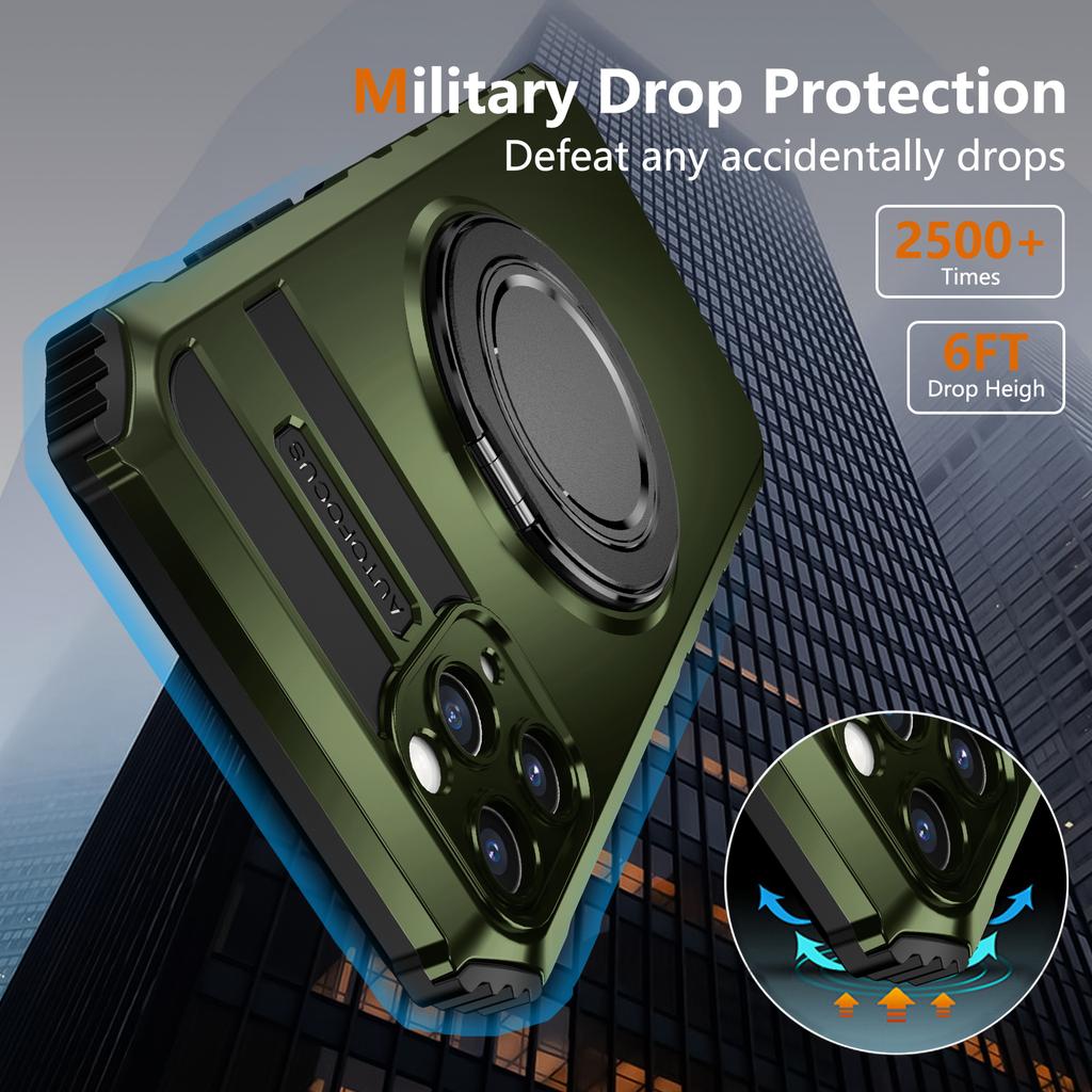 Чехол для iPhone 15 14 13 12 11 Pro Max с магнитным кольцом-держателем, защитные подставки Magsafe Len, полный зеркальный чехол, чехлы-подставки