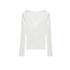Spring New Women's Clothing Pure Desire Style V Neck Long Sleeves Multi-Color Selection Lace Decorative Cotton Rib T-shirt 5644314