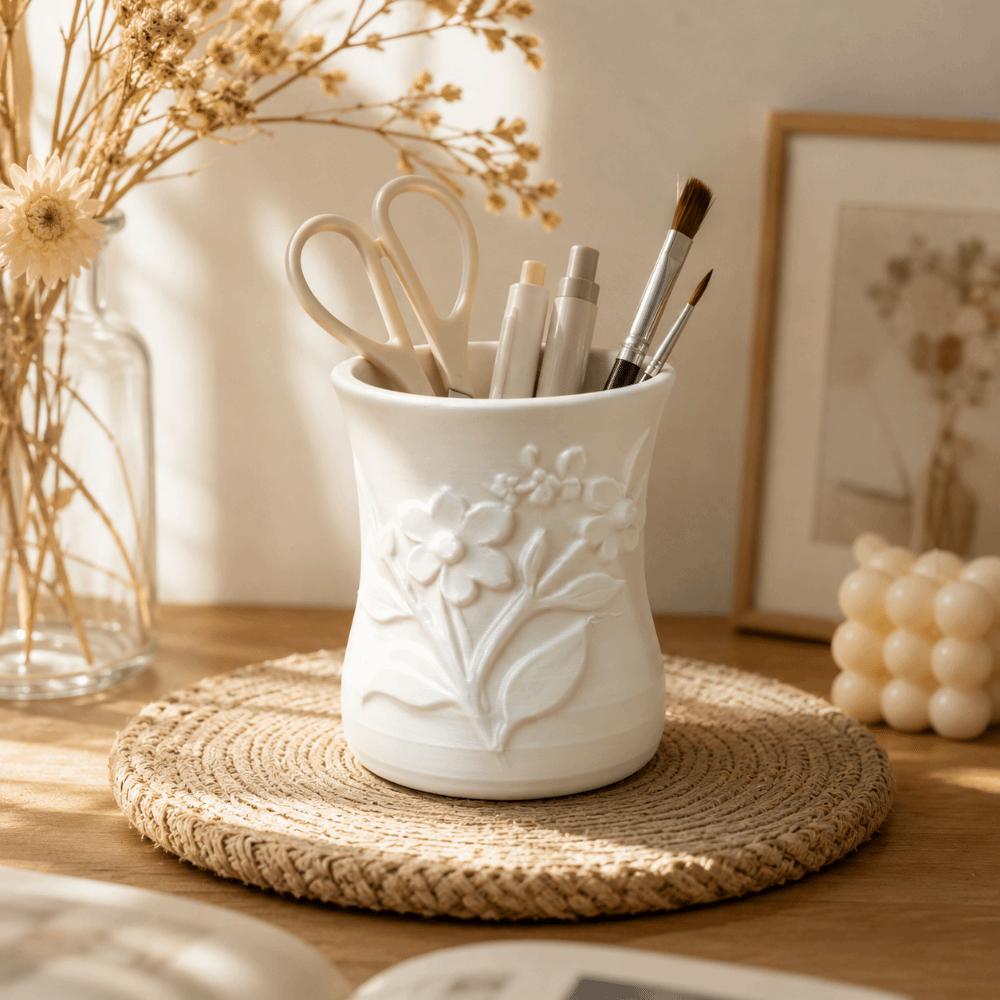 Multi Functional Storage Box 3D Printed Pen Holder Light Luxury Flower Vase Desktop Decoration