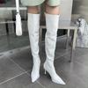 Модные Eilyken Модные Сексуальные Женские Сапоги Выше Колена из Патентной Кожи Модный Острый Носок Застежка-Молния Шпилька Тонкий Каблук Длинные Сапоги до Бедра