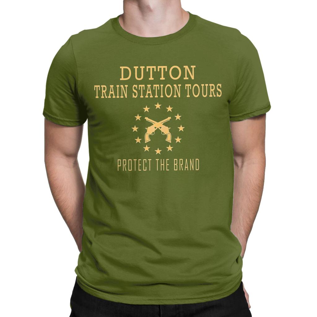 Men's Dutton Train Station Tours Yellowstone T Shirt  Cotton Clothes Short Sleeve Round Collar Tee Shirt Birthday Gift T-Shirts