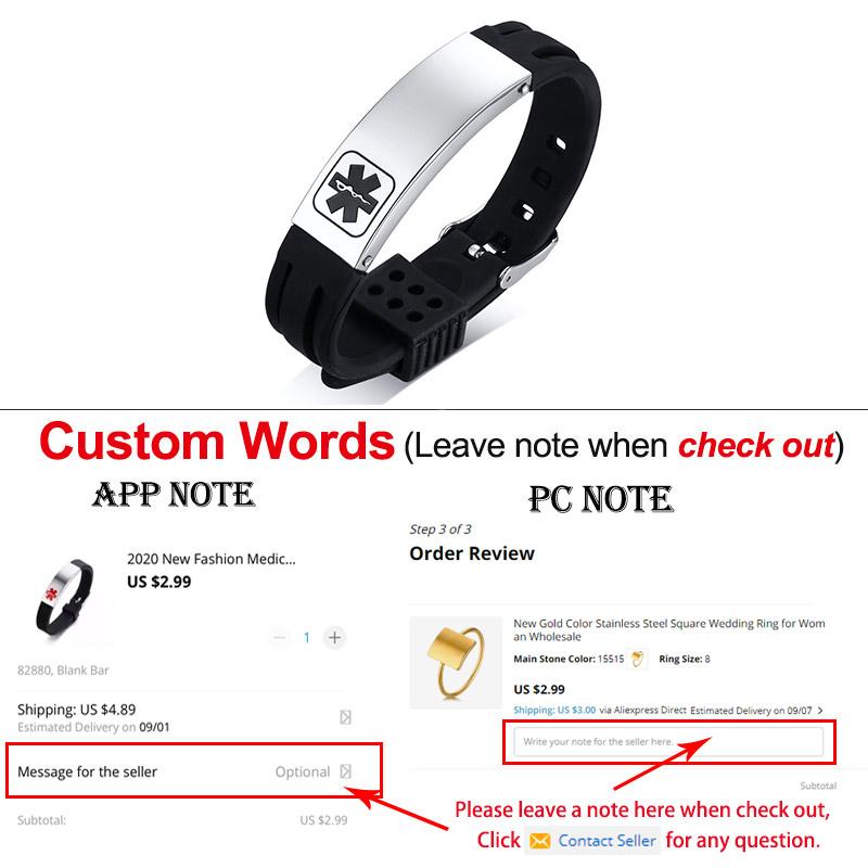 KOtik 2023, новые модные медицинские браслеты с гравировкой, персонализированные силиконовые браслеты из нержавеющей стали для