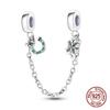 Spacer Clip Charms Safety Chain 925 Silver love Daisy Heart Charms Fit 4MM hole diamete Bracelet Jewelry DIY Gift