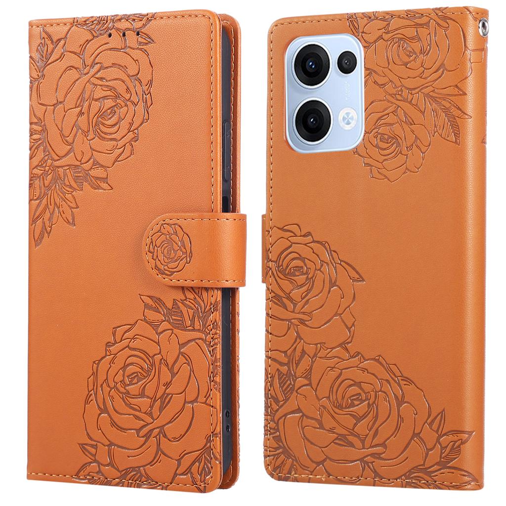 Для Oppo Reno13 5G (Глобальный) Чехол Кошелек из ПУ кожи с розовым цветком и 3 отделениями для карт