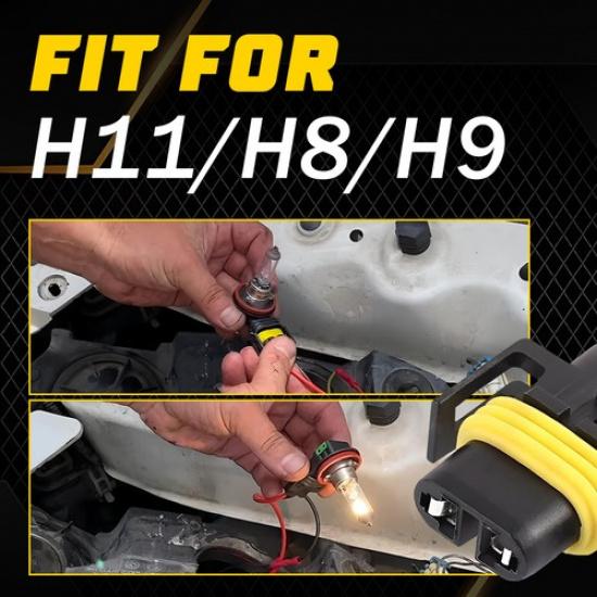 4X Wire Pigtail Female Two H11 Harness Socket Headlight Low Beam Connector Plug