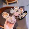 Girls' Princess Shoes Summer New Fashion Soft Sole Crystal Diamond Bow Sandals Baby Fashionable Small Leather Shoes