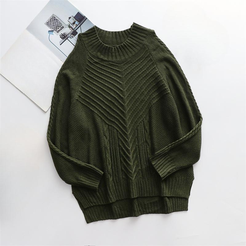 IHUASU Женский осенне-зимний однотонный трикотажный свитер без бретелек с длинным рукавом и круглым вырезом, сплетенный из витой веревки