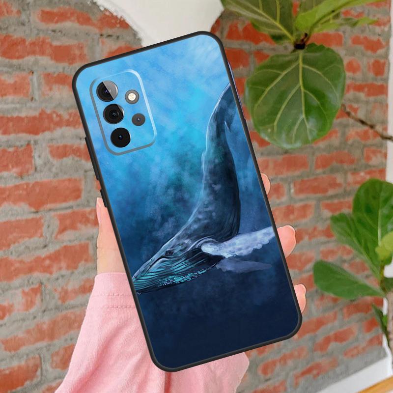 Красивый чехол с рисунком синего кита для Samsung Galaxy A55 A35 A25 A15 A52 A32 A12 A14 A34 A54 A51 A71 A13 A33 A53