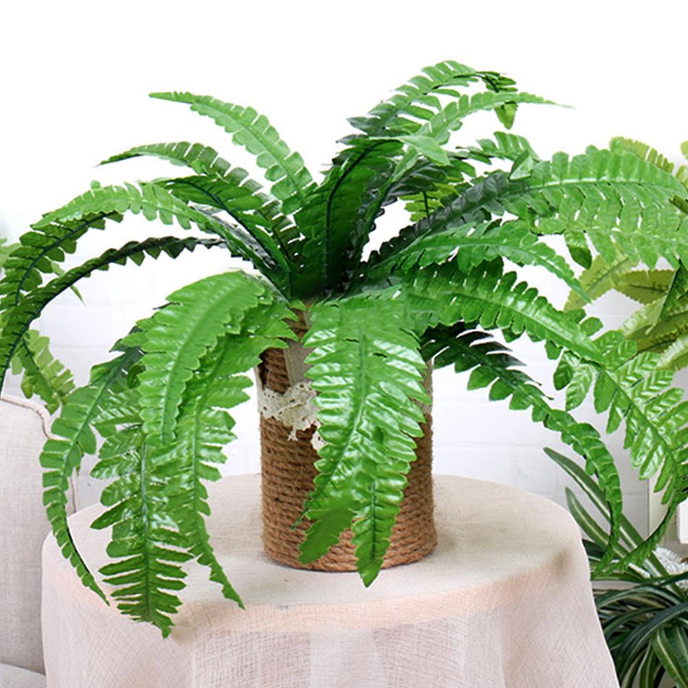 Fake Fern Artificial Plants Boston Fern Plants Plastic Green Bush Plant Fake Grass Leaves Decor Faux Plants for Office Garden