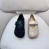 [Armano] Mary Jane Shoes Women's Round Head Full Diamond 2025 New Soft Surface Comfortable One-word Buckle Flat Shoes