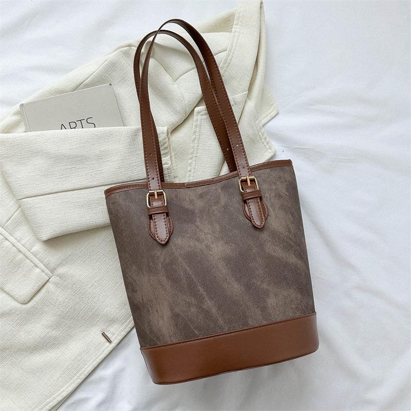 Женская наплечная сумка для женщин большой вместимости для новой работы, поездок на работу, модная, повседневная, новая зимняя ретро сумка-ведро