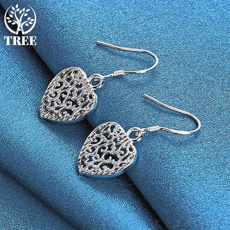 Ювелирные изделия из стерлингового серебра 925 пробы с полым узором в форме сердца