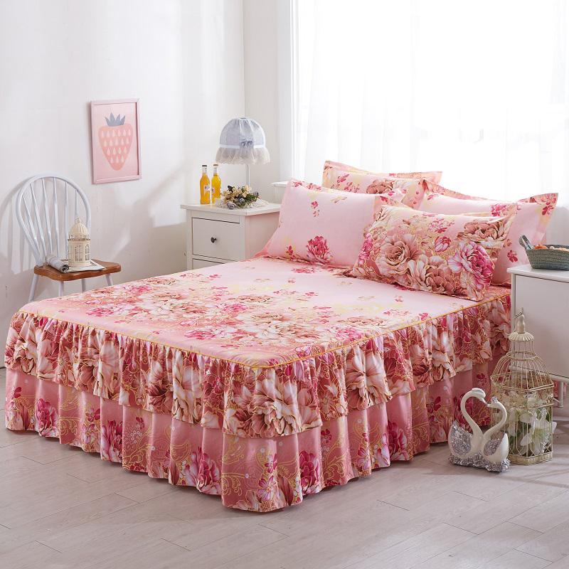 1PC Pastoral Style Bed Cover Colchas De Cama Matrimonial Double Lace Bed Skirt King Bedsheets Skirts (pillowcase Need Order)