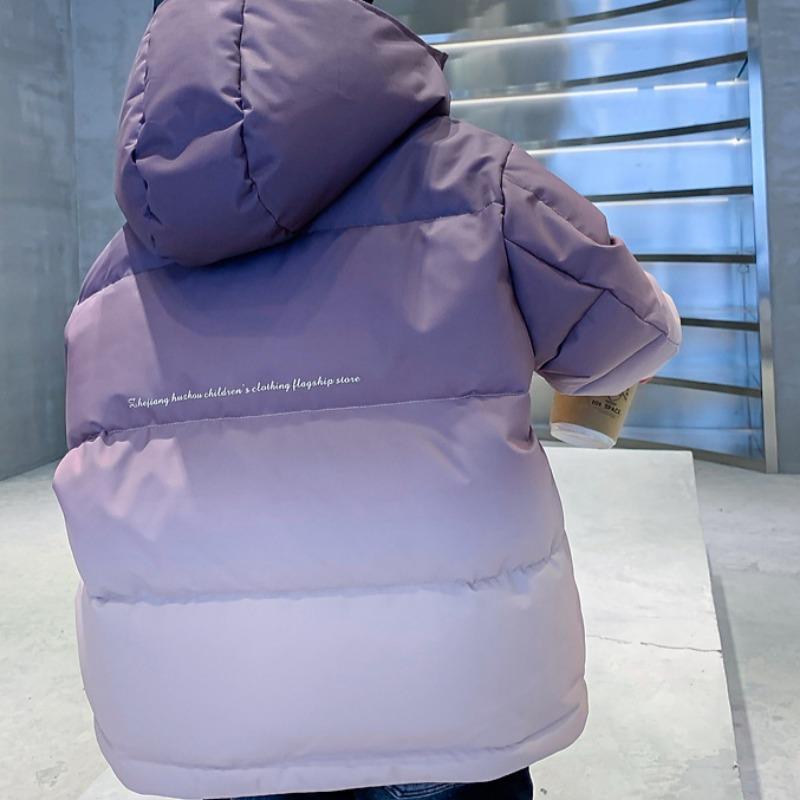 Зимняя куртка с градиентом для мальчиков, горнолыжная куртка, детская зимняя утолщенная куртка, не требующая стирки